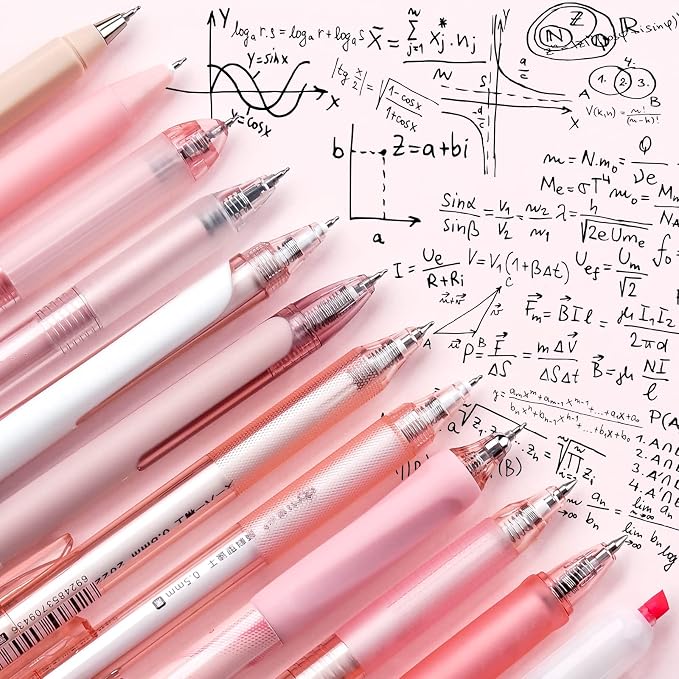 Four Candies Cute Pink Pens, Black Gel Ink, Rose - 12ct, 0.5mm Fine Point | Back to School Supplies, Nurse Essentials, Office Decor for Women, Girly Stationery Set, Aesthetic Desk Accessories