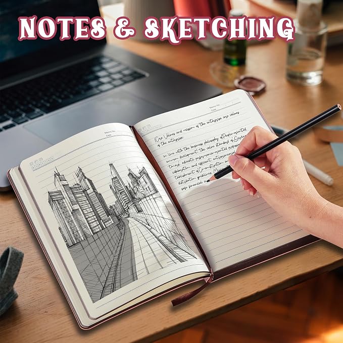 Fetinar 2026 Leather Vintage Journal Notebook,300 Pages,Leather Softcover Lined Journal Notebooks for Women Men,Notebook Journals for Writing Travel,Business,Office,7.1'' X 9.8''