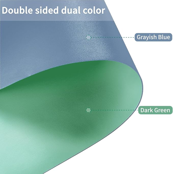 Faux Leather Table Cover,1.8mm Thick,36x60 Inch Table Protector,Table Protector for Dining Room Table,Dining Table Cover,Table Cover Protector(Grayish Blue+Dark Green,36x60)