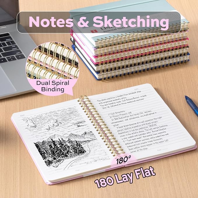 deli 3 Pack Lined Spiral Journal Notebook, 160 Pages, A5 (5.5"x8") Hardcover Writing Notebook, College Ruled Spiral Bound Journal for Women & Men - Perfect for Work, School, Office & Note Taking