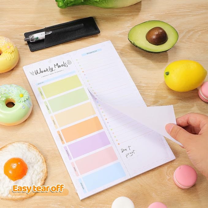 Thboxes 60 Sheets Meal Planner for Fridge, 7 x 10 In, Magnetic Grocery List | Pen Holder, Tear Off Pages, Shopping Checklist, Weekly Menu Pad, for Kitchen, Meal Prep, Families, Home, Office, Students