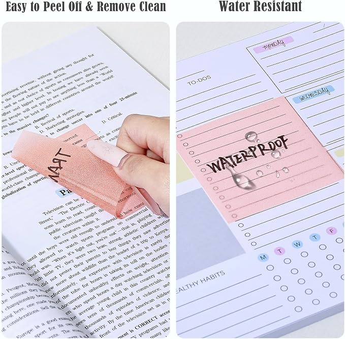BAYTORY 240 Pop Paper Up Transparent Glitter Sticky Notes with 1 Marker | Double Marker Pen, Waterproof Self-Stick Note, 3 x 3 Colorful Self-Adhesive Note for Bible Accessories (Green & Yellow & Red)
