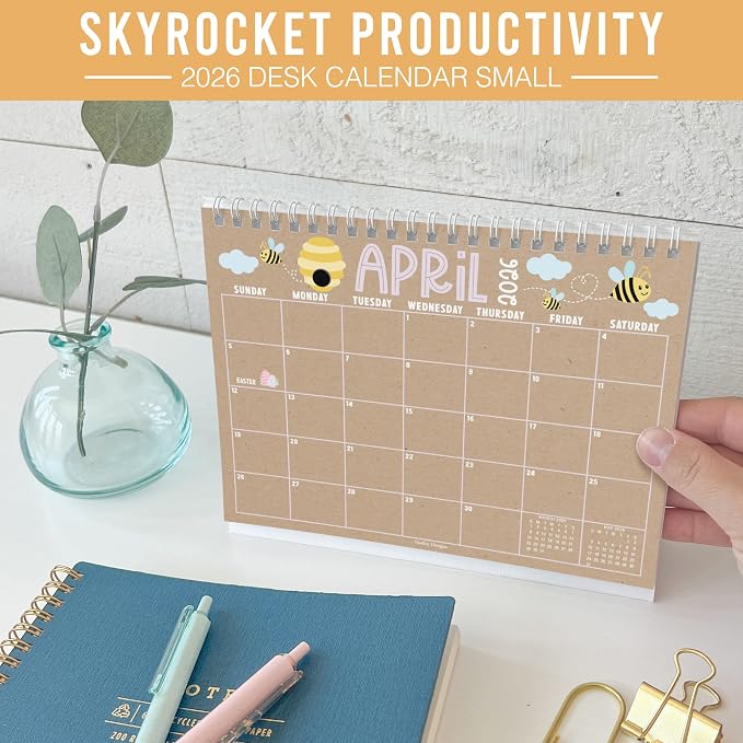 Small Desk Calendar 2026-2027 Standing Flip - 18-Month 2026 Desk Calendar Small for Home, Office & School, Standing Desks Calendars 2026-2027, Mini Desks Calendars, Back to School Teacher Gifts