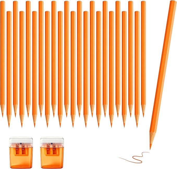 24Piece Orange Colored Pencils Set with Sharpener, Pre-Sharpened Professional Wooden Art Pencils for Artists Drawing and Sketching, Premium Colored Tone Supplies Delivering Detailed Painting(Orange)
