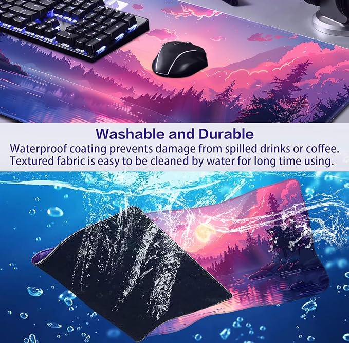 Sunset Mountain Landscape Extended Mouse Pad Game Office Sewing Table Mat | Large Extended Mouse Pad; Full Desk Coverage; Waterproof Coating; Stable Anti-Slide Base For Gaming, Office, Study Daily Use