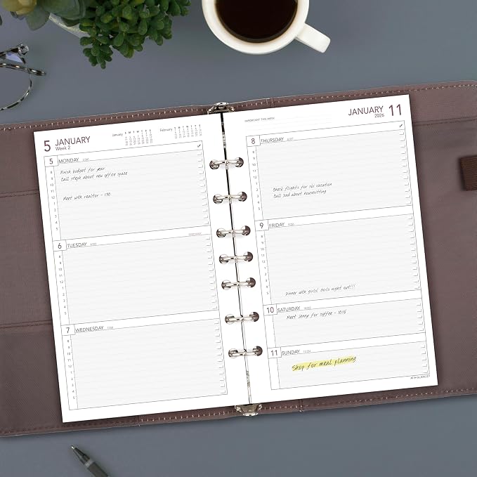 AT-A-GLANCE 2026 Planner Refill, Weekly, 5-1/2" x 8-1/2", Desk Size 4, Loose-Leaf (061-285Y-26)
