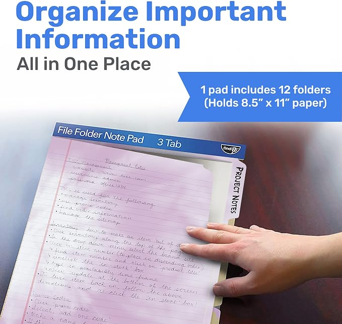 Find It File Folder Notepad - Pack of 12-9.5 x 12.5 Inch Notebook Organizer Folders for Filing, Document, and Clipboard Organization - Tie-Dye | Wide-ruled clipboard-style pages, tear-out perforated sheets, great for office, home, and school filing org...