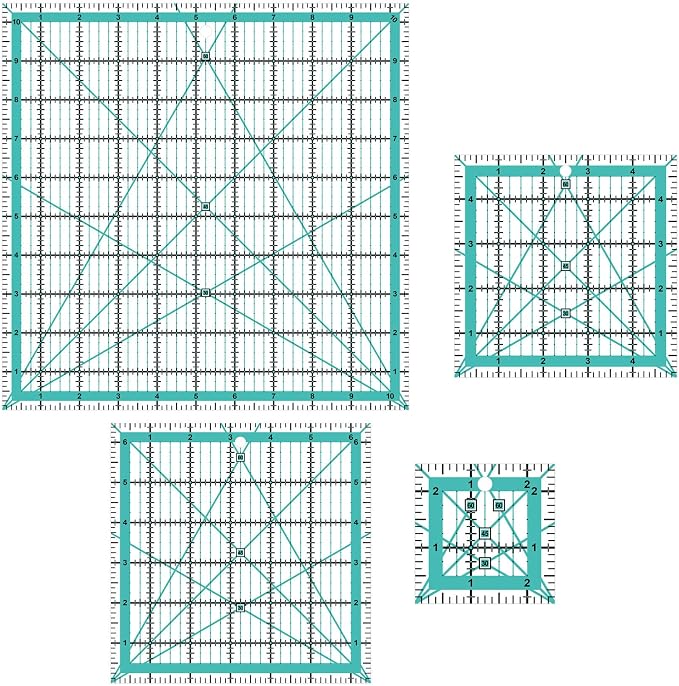 Quilting Ruler,Quilting Templates,Sewing Quilt Rulers,Acrylic Curved Corner Cutter,Precision Fabric Cutting Patchwork Tool for Quilting Sewing Craft DIY Projects,Blue 10.5" 6.5" 5" 2.5"