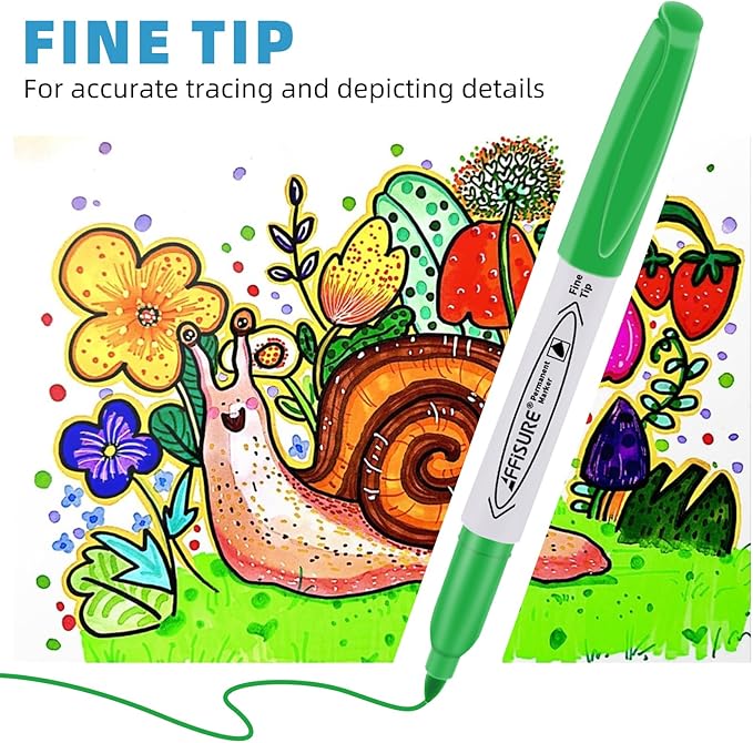 12 Colors Permanent Markers， 84 Pack colored marker sets, Assorted Colors Marker，Fine Point， Permanent Markers Bulk, Fast Dry, Waterproof, work on Plastic, Glass, Metal, Wood and Stone