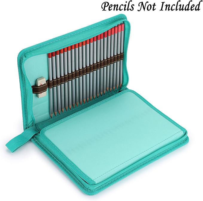 BTSKY® Portable Canvas Zippered Colored Pencil Case-Super Large Capacity 72 Slot Pencil Bag Pouch for Watercolor Pencils (Blue)