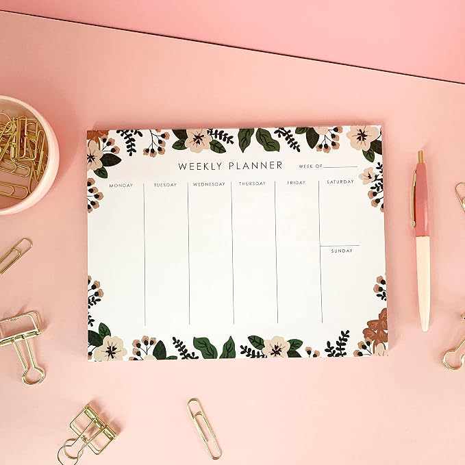 Weekly Planner 9 x 7, Productivity Planner for Goals & To-Do Lists | 52 Undated Tear-Off Sheets for To Do List, Goals, Priorities, Notes, Appointments, Planning Notebook for Work, School & Home