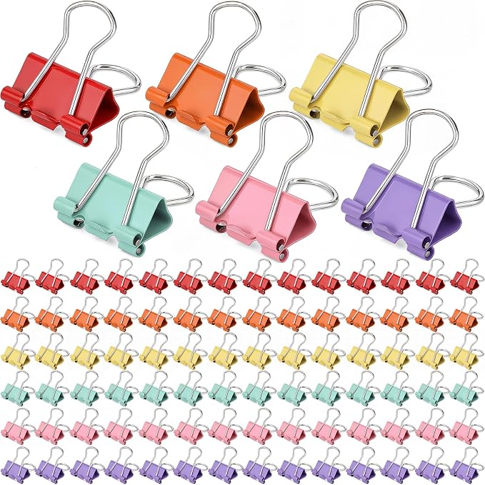 Yexiya 300 Pcs Medium Binder Clips Sturdy 1.25 Inch Muticolor Paper Med Clips Office Supplies Paper Clamps for Office Teachers Students School Business Supplies
