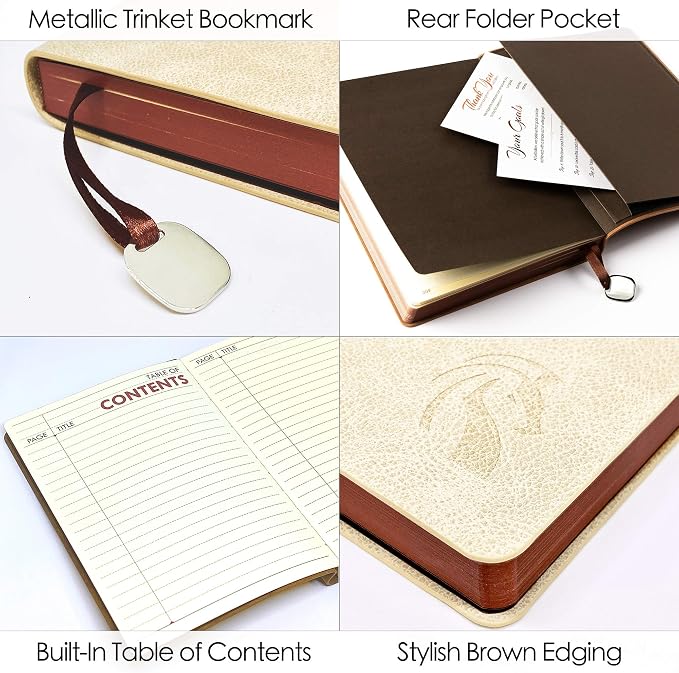 LeStallion Nice White Journal Lined - Luxury Soft Cover White Notebook, Diary - 120 GSM Premium Writing Paper - 200 Numbered Pages - A5 High End Ruled Journal - Lined Leather Journal For Women & Men