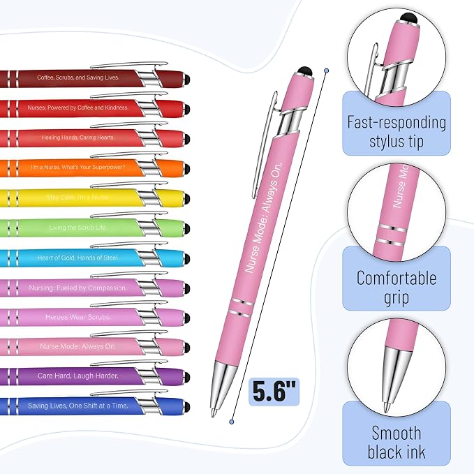 Mr. Pen- Fun Nurse Sticky Notes and Funny Stylus Pens, 20 Pack | 3" x 4" Sticky Notes, 8 Pads, 240 Sheets, 12 Black Ink Funny Pens with Stylus Tips, Fun Sticky Note for Adults, List-Making