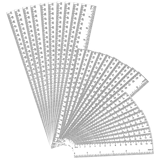 30 Pack Clear Ruler Set - 12 Inch & 8 Inch & 6 Inch Metric Measuring Tools | Dual CM/Inch Scale Rulers Bulk for Classroom, School Office Home Supplies | Assorted Sizes