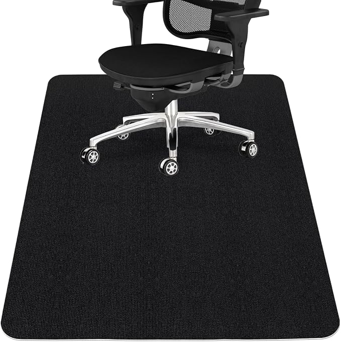 Sycoodeal Office Chair Mat for Hardwood Floor,Office Computer Gaming Chair Mat for Tile Floor,Large Floor Protector Rug,Anti-Slip,Easy to Clean,Pure Black(48"x55")