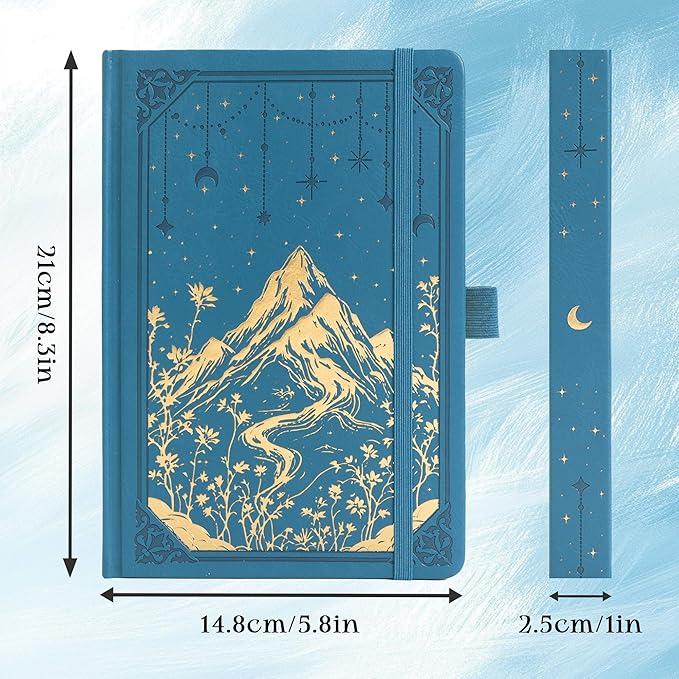 MGGAO Lined Journal Notebook for Women Men, A5 Aesthetic Notebook | 316 Numbered Pages, Golden Edges, Faux Leather, College Ruled, Hardcover, for Writing, Note Taking, School & Office