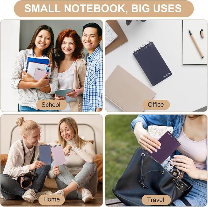 Thboxes 8 Pack Pocket Notebooks, 3 x 5 Spiral Notepads Mini Notebook 60 Sheets/120 Pages Small Notebooks with Lined Pages Memo Pads for School College Office