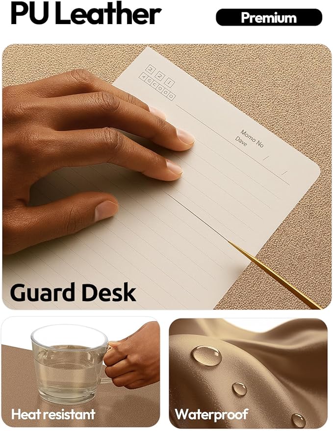 YSAGi Leather Desk Protector, Office Mat, Large Mouse Mat, Non-Slip PU Leather Blotter, Laptop Pad, Waterproof Writing Pad for Office and Home (Shiny Bronze, 31.5" x 15.8")