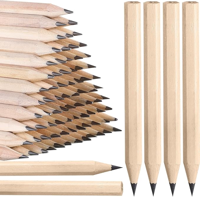 Yexiya Golf Pencils Bulk Half 2 HB 3.5 Pre Sharpened Hexagonal Yellow Wood Mini Pencils for Party Favors Kids School Classroom Office Supplies(80 Pcs)