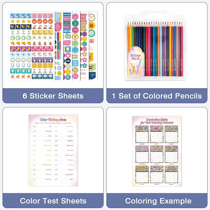 Ospelelf Wall Calendar 2026 - 2027 Hanging Coloring Calendar 12'' x 17'', Monthly Kids Calendars Planner with Plastic Cover, 18 Month Doodle Calendar for Family, Office, Use Jan 2026 - June 2027, Floral