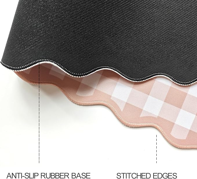 Scalloped‌ Checkered Desk Mat Cute Light Brown Gingham XXL Large Gaming Mouse Pad Farmhouse Cottagecore ‌Vintage‌ Keyboard Computer Mat Pad for Desktop Aesthetic Cozy Office Desk Decor