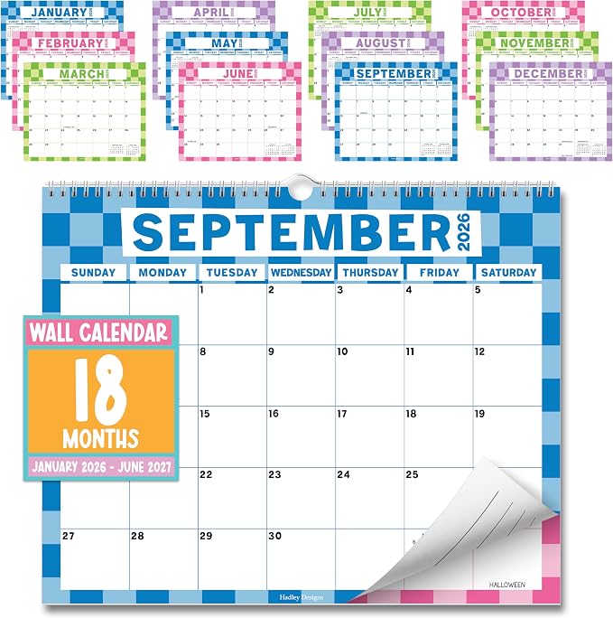 2026 Calendar Wall - 2026 Wall Calendar Large, 18-Month Hanging Calendars for School, Home & Office, Academic Monthly Calendar from January 2026 to June 2027, Back to School Teacher Gifts