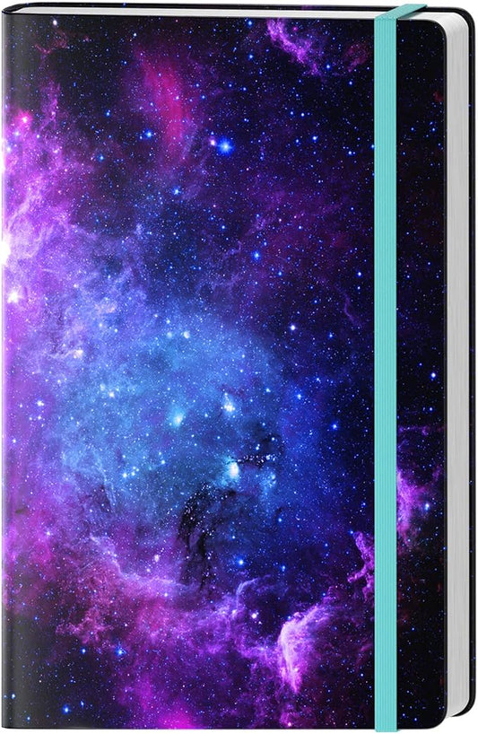 Lined Journal Notebook, Hardcover Journal for Women, Medium 5.7 x 8.4 in, 160 Pages Thick Paper, Cute Aesthetic Floral College Ruled Notebook for Writing Journaling Work School Office, Nebula