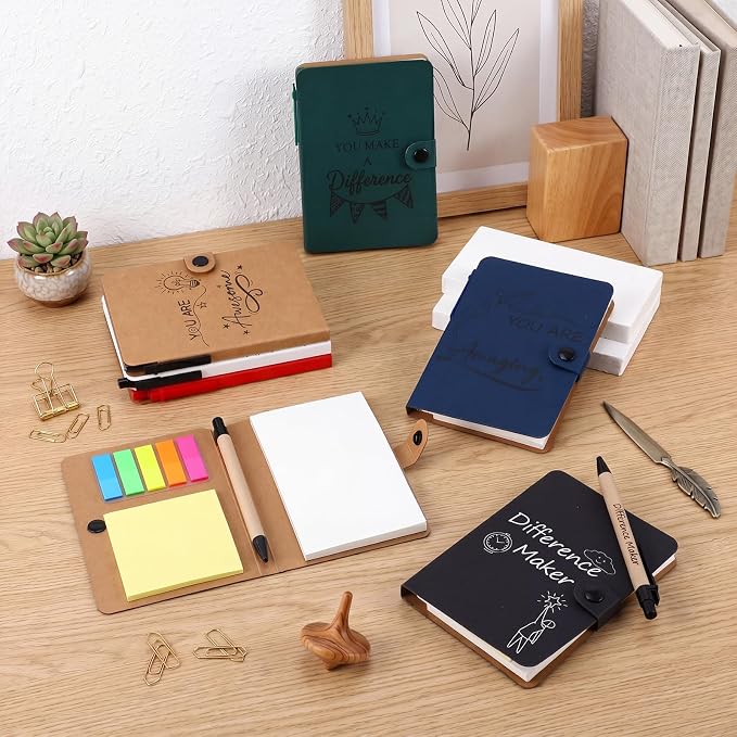 Resurhang 36 Pack Appreciation Gifts Bulk Inspirational Spiral Notebook with Sticky Note Pen, Note Pads Motivational Journals Thank You Gifts for Employee Volunteer Teacher Nurse Team (Pattern)
