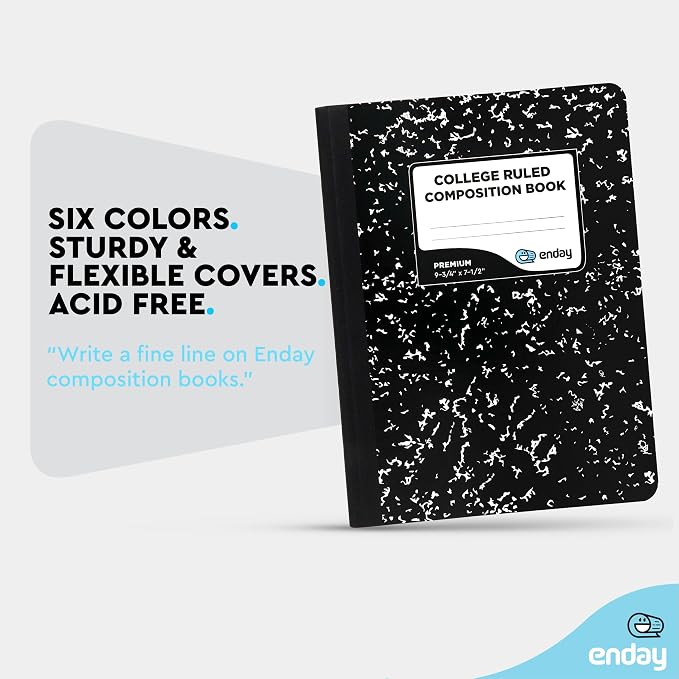 Enday Marble Composition Notebook College Ruled (2 Pack) 100 Sheets Black Composition Notebook For Back to School, Home and Office