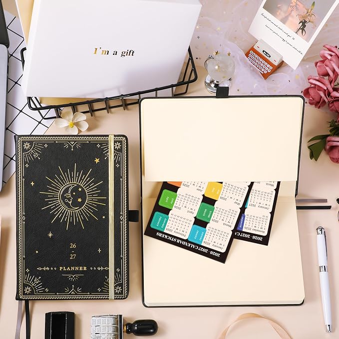 Planner 2026-2027 - Academic Planner 2026-2027, July 2026 - June 2027, 5.75" x 8.25", 2026-27 Weekly and Monthly Planner, Faux Leather planner 26-27 with Back Pocket & 40 Notes Pages - Moon