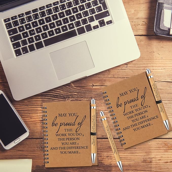 Honoson 100 Sets Back to School Gifts Bulk Employee Appreciation Notebooks with Ballpoint Pens Mini Spiral Inspiration Journals Thank You Gifts for Group Coworker Staff