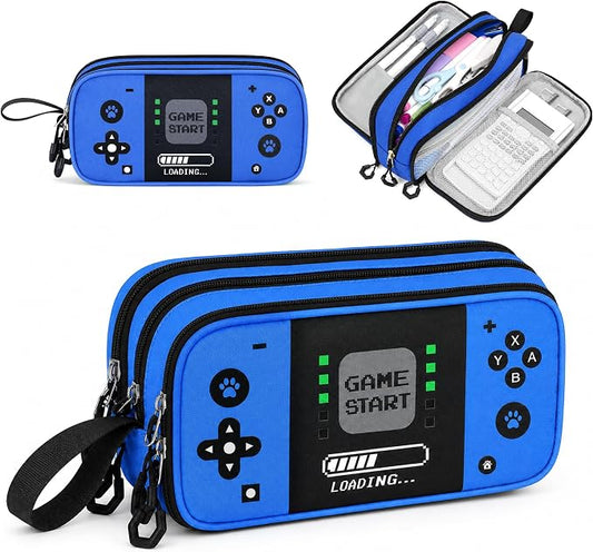 Pencil Case for Boys, Large Capacity Pencil Pouch with Zipper Compartments, Gamer Pen Bag Organizer for School Kids Teens