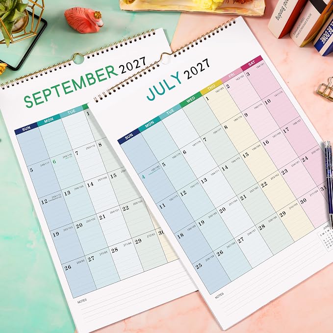 2027 Calendar - 2027 Wall Calendar, 12" x 17" | January 2027 - December 2027, 12 Monthly Calendar with Thick Paper, Hanging Hook - Colorful Lump