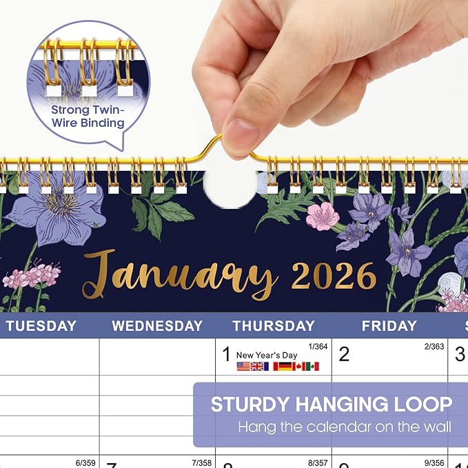 Calendar 2026-2027, 21-Month Wall Calendar Runs Until Jun 2027,11.5" x 14.7",Large Monthly Calendar with Twin-Wire Binding, Perfect for Home or Office - Midnight Garden