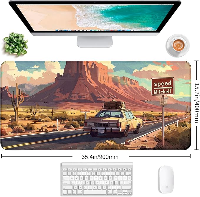 Natural Mountain View Gaming Computer Keyboard Pad, Computer Mouse Pad | Large Extended Mouse Pad; Full Desk Coverage; Waterproof Coating; Stable Anti-Slide Base For Gaming, Office, Study Daily Use