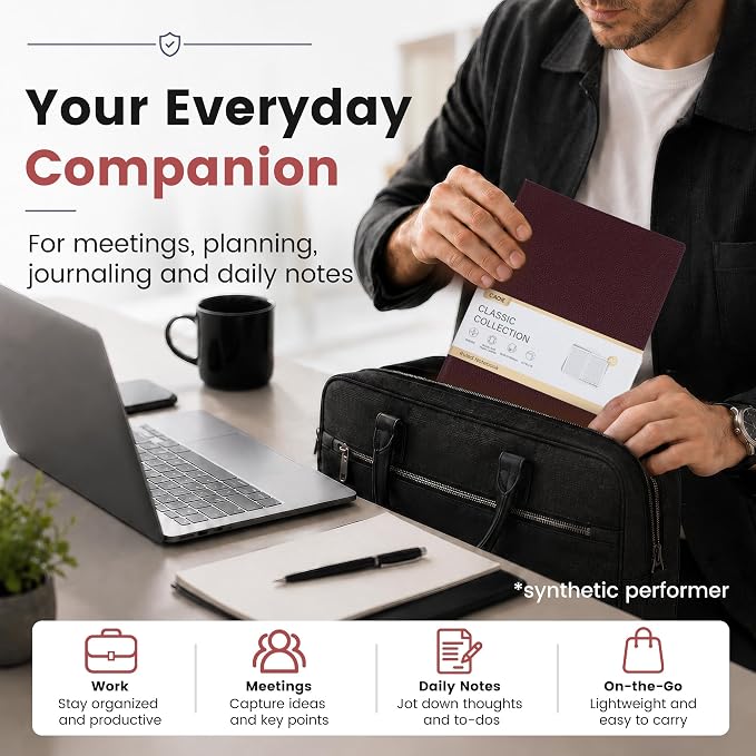 CAGIE Lined Journal Notebooks 3 Pack, 176 Pages Each, A5 Softcover, College Ruled, 100 GSM Thick Paper, for Work, Writing, School (Brown, Black, Burgundy) (5.7'' x 8.3'')