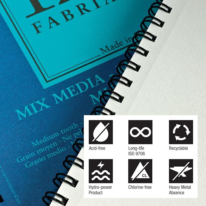 Fabriano 1264 Mixed Media Pad, 18" x 24" Spiral Bound, 110 lb., 3-Pack