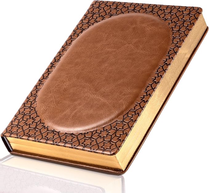 CAGIE Leather Journal Notebook for Men Women, A5 Hardcover | Vintage brown leather cover, 100 GSM acid-free lined paper, gold edges, ribbons and gift box for writing