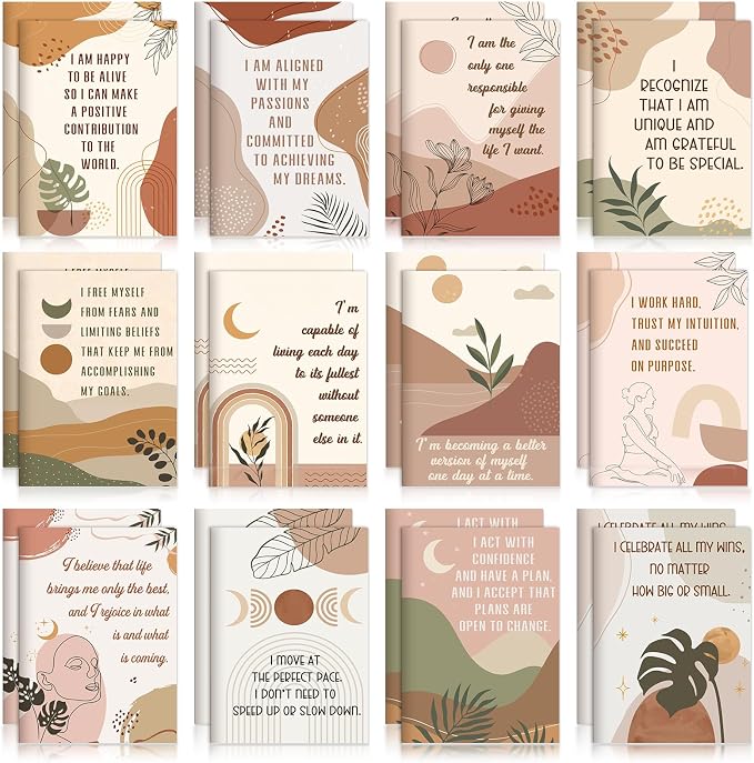 Tatuo 24 Pcs Positive Affirmation Notebooks for Women Boho Inspirational Notebook Small Motivational Encouragement Notepads Daily Affirmations Journal Student Teacher Coworker Back to School Supplies