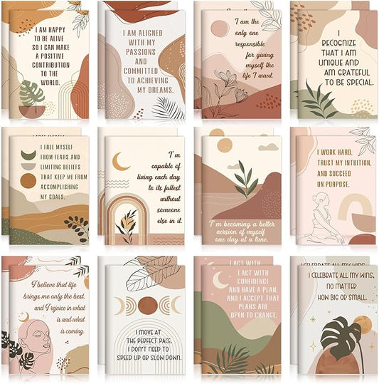 Tatuo 24 Pcs Positive Affirmation Notebooks for Women Boho Inspirational Notebook Small Motivational Encouragement Notepads Daily Affirmations Journal Student Teacher Coworker Back to School Supplies