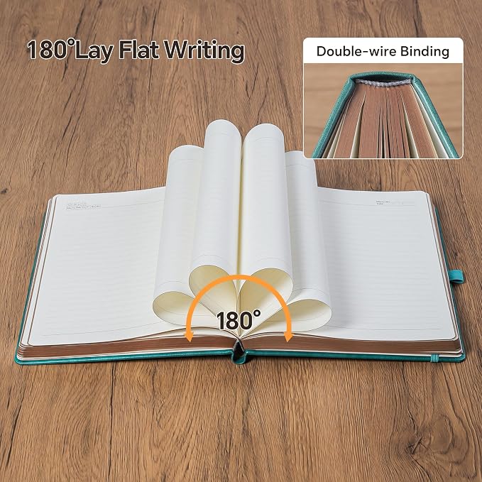 ZXHQ 360 Pages Thick Journal for Women & Men, A5 Lined Journaling Notebook for Writing, Hardcover, 100Gsm Paper, Tree of Life Design, Pen Set, Vintage Brown Edge, Back Pocket, Seagreen