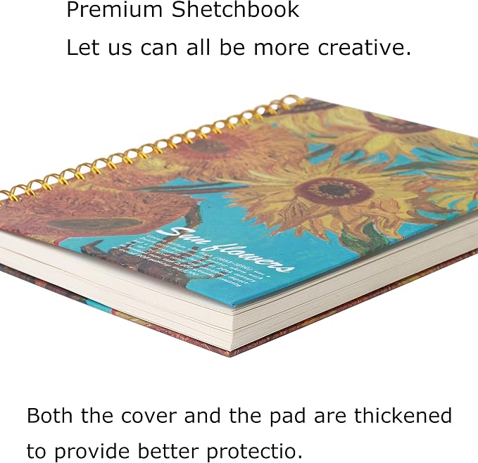 A4 Spiral-Bound Sketchbook，SuyuanArt Sketch Paper Pad, 120 Pages (60sheets) of Premium 160 GSM Smooth Thick Paper, Mixed Media Sketch Book Drawing and Sketching for Kids Adults