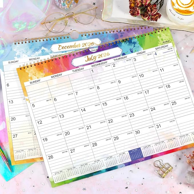 2026-2027 Wall Calendar - 2026-2027 Calendar, 18 Months Calendar, Jul.2026 - Dec.2027, Monthly Calendar with Julian Date, 15 x 11.5 in, Twin-Wire Binding, Great for Hanging on The Wall, Color Design