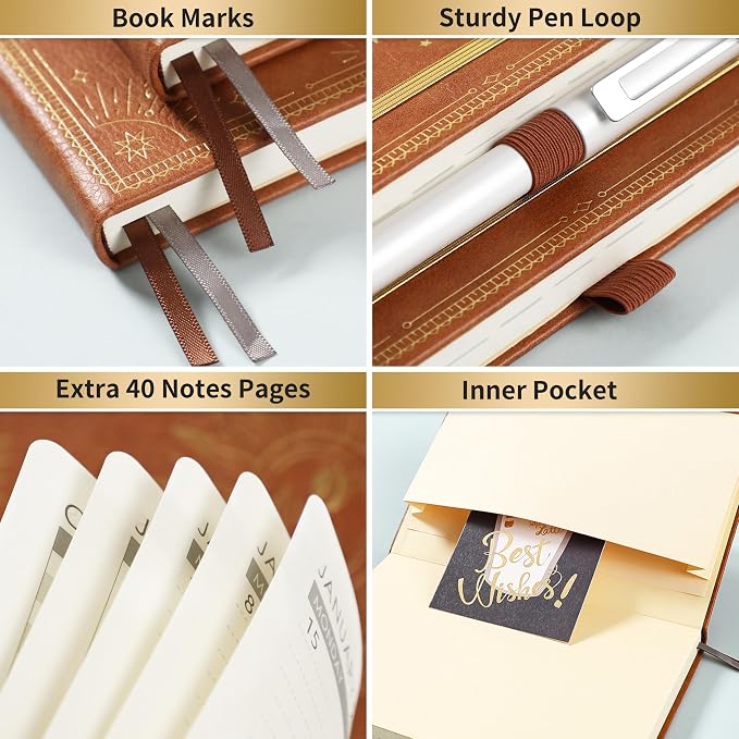 2027 Planner - 2027 Weekly Monthly Planner, Janaury 2027 - December 2027, 5.75" x 8.25", Faux Leather Planner 2027 with Back Pocket & 40 Notes Pages - Brown