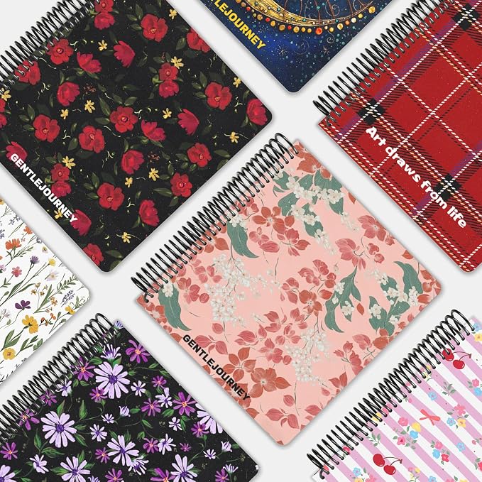 Hardcover Sketchbook,7.2"x8.3"Spiral Bound Drawing Pad,Crimson Petal | 150gsm(92lb)Acid-Free Thick Paper,Blank Art Journal for Adults,Artists&Beginners,Ideal for Sketching,Doodling and Mixed Media