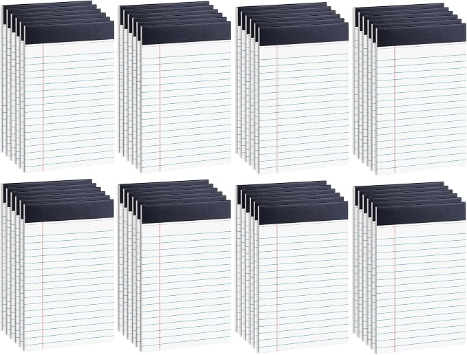 48 Pack Legal Pads 5 x 8 Inch White Notepads College Ruled Writing Pads | Perforated Memo Pads with Lined Paper for Office, School and Home; Ideal for Notes, Lists, Planning and Daily Writing
