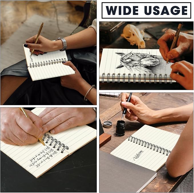 Jutom 100 Pcs Small Spiral Notebooks Memo Pads 3x5 Bulk Small Pocket Notepads Back to School Supplies Mini Notebook with Lined Mini Journals for Office & Work, 120 Pages (Kraft Color)