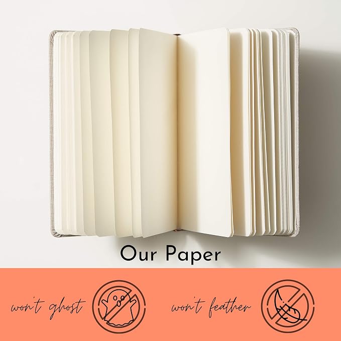 Portage Blank Hardcover Aesthetic Notebook Writing Journal – Bleed-Proof Paper Notepad for Journaling, High GSM, A5 Notebook, Cream Pages - Salmon, 6 x 8.5 Inches, 224 Pages