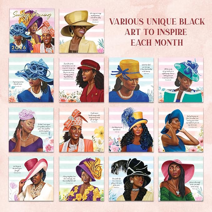 African American Expressions 2026 Wall Calendar – Sunday Morning – Monthly Calendar Celebrating Black Culture & History, 12x12 Hanging Calendar, 16 Months – Gift for Her